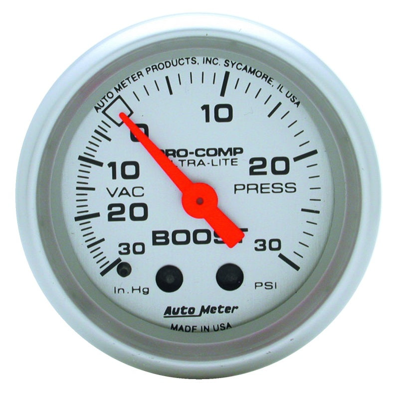 Autometer Ultra-Lite 52mm 30 PSI Mechanical Boost Gauge - AutoMeter 4303