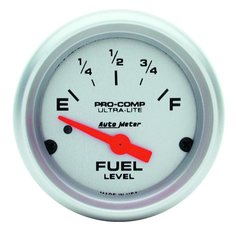 Autometer Ultra-Lite 52mm 0 OHMS Empty/90 OHMS Full Short Sweep Electronic Fuel Level Gauge - AutoMeter 4314