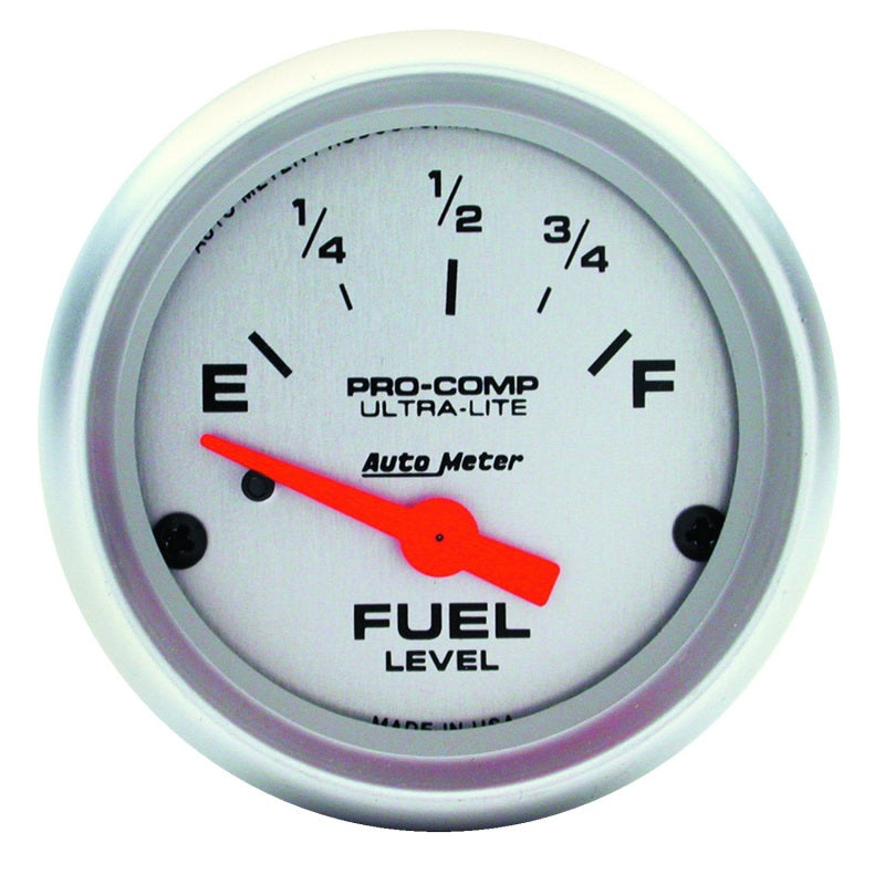 Autometer Ultra-Lite 52mm 73 OHMS Empty/10 OHMS Full Short Sweep Electronic Fuel Level Gauge - AutoMeter 4319