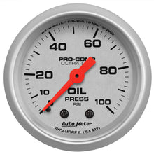 Load image into Gallery viewer, Autometer Ultra-Lite 52mm 0-100 PSI Mechanical Oil Pressure Gauge - AutoMeter 4321