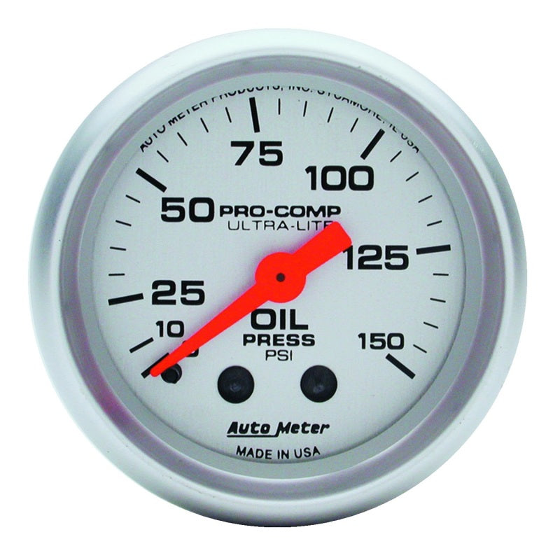 Autometer Ultra-Lite 52mm 0-150 PSI Mechanical Oil Pressure Gauge - AutoMeter 4323