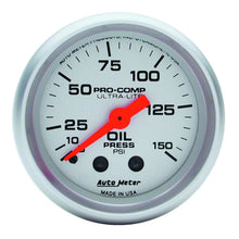 Load image into Gallery viewer, Autometer Ultra-Lite 52mm 0-150 PSI Mechanical Oil Pressure Gauge - AutoMeter 4323