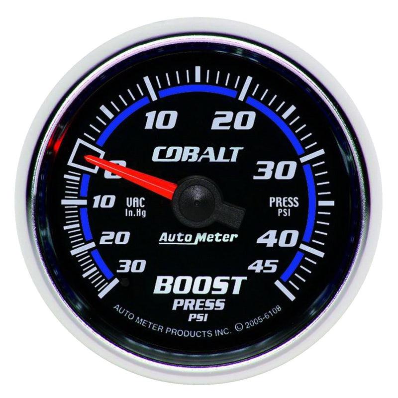 Autometer Cobalt 52mm 45psi Vacuum Boost Gauge - AutoMeter 6108