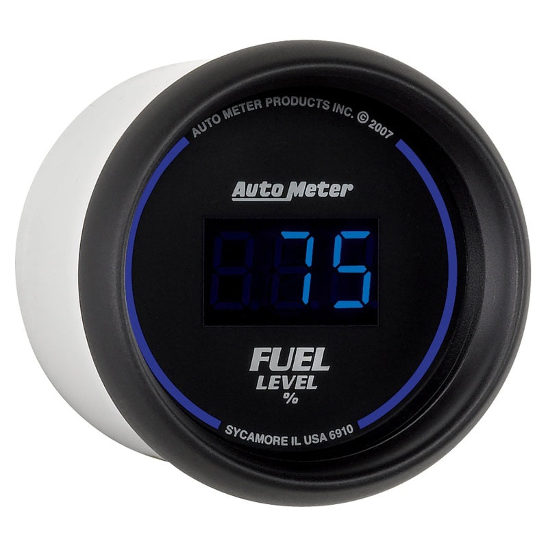 Autometer Cobalt Digital 52.4mm Black Programmable Empty-Full Range Fuel Level Gauge - AutoMeter 6910