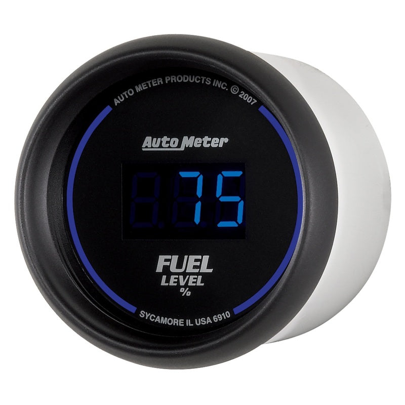 Autometer Cobalt Digital 52.4mm Black Programmable Empty-Full Range Fuel Level Gauge - AutoMeter 6910