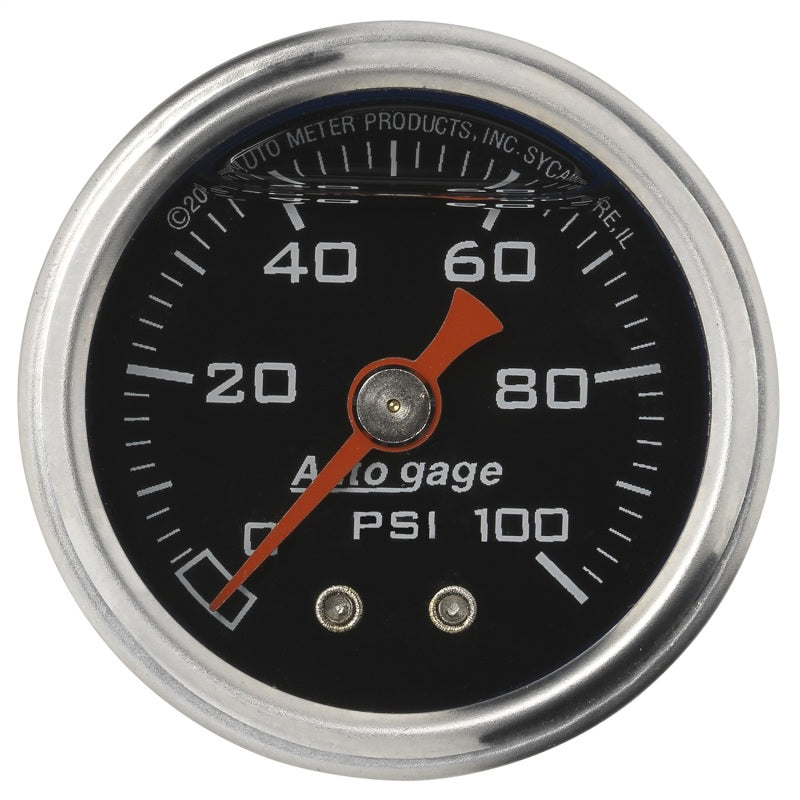 Autometer AutoGage 1.5in Liquid Filled Mechanical 0-100 PSI Fuel Pressure Gauge - Black Ops Auto Works