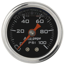 Load image into Gallery viewer, Autometer AutoGage 1.5in Liquid Filled Mechanical 0-100 PSI Fuel Pressure Gauge - Black Ops Auto Works