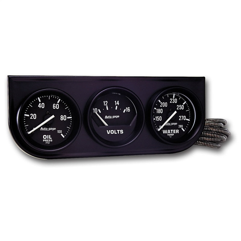 Autometer AutoGage 3-Gauge Console 52.4mm Mech 0-100 PSI Oil Press/ 10-16 V / 130-280 Deg Water Temp - Black Ops Auto Works