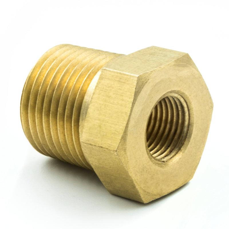 Autometer Brass Adapter Fitting - 3/8in NPT Male - 1/8in NPT Female - Black Ops Auto Works