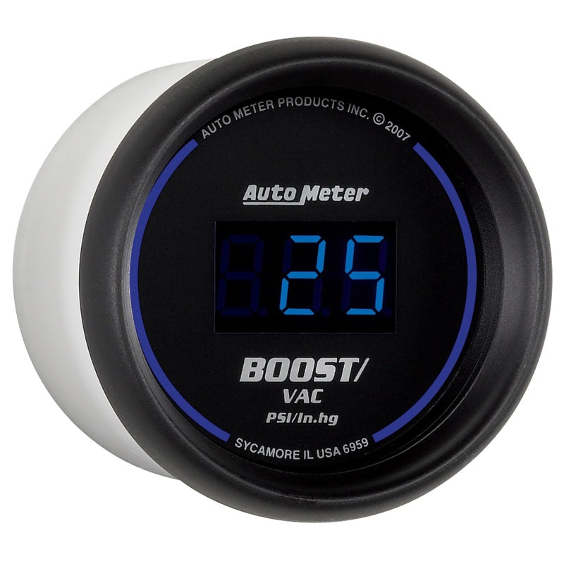 Autometer Cobalt Digital 52.4mm Black Vacuum/Boost Gauge - Black Ops Auto Works