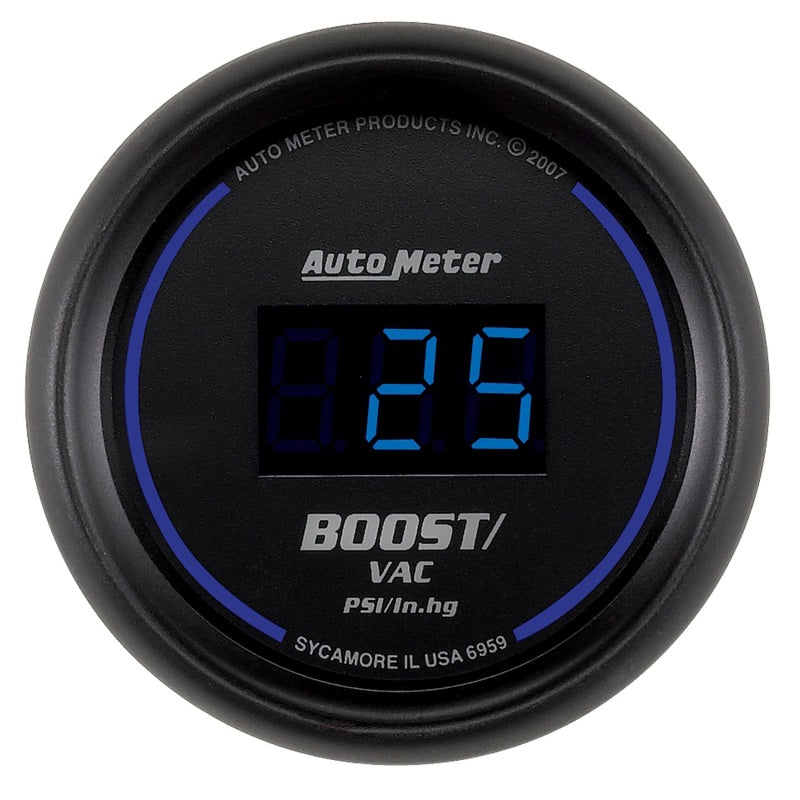 Autometer Cobalt Digital 52.4mm Black Vacuum/Boost Gauge - Black Ops Auto Works