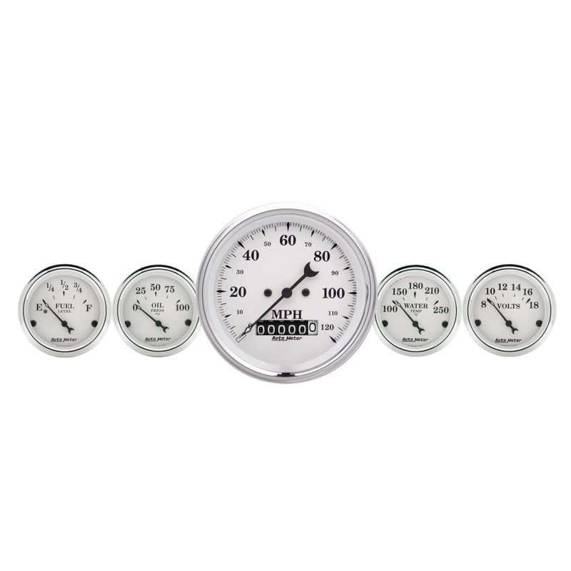 AutoMeter Gauge Kit 2 Pc. Quad & Speedometer 3-3/8in. Old Tyme White AutoMeter ATM1600