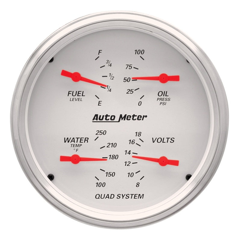 AutoMeter Gauge Kit 2 Pc. Quad & Speedometer 5in. Arctic White AutoMeter ATM1303