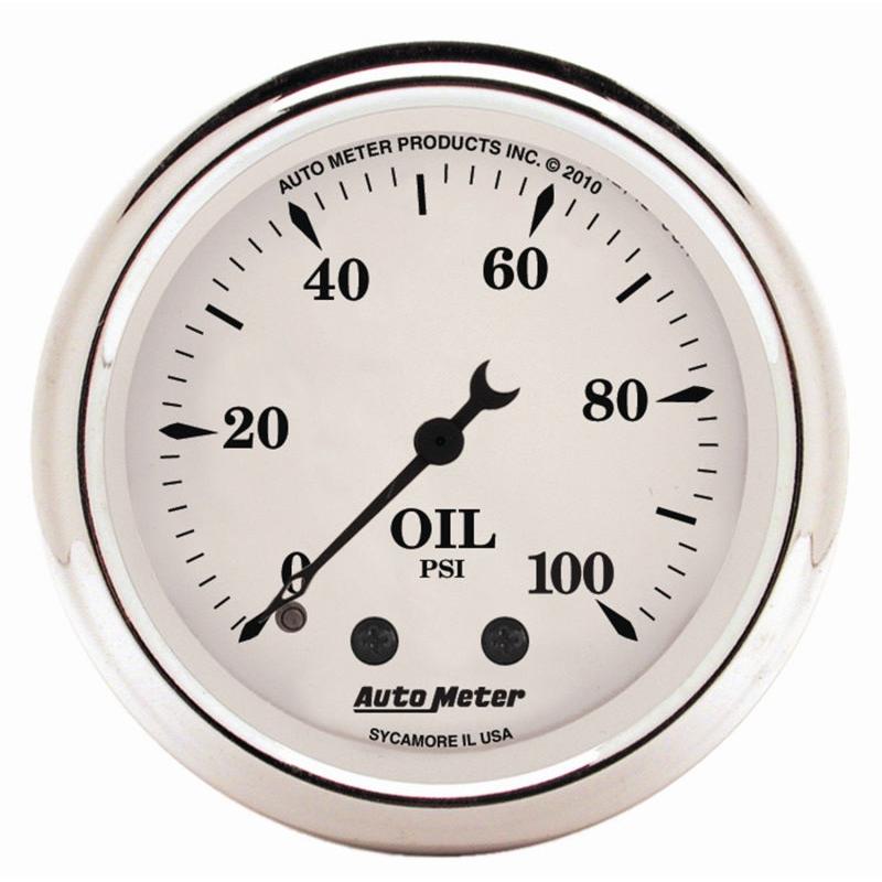 AutoMeter Gauge Oil Press 2-1/16in. 100PSI Mech Old Tyme White AutoMeter ATM1621
