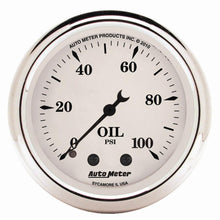 Load image into Gallery viewer, AutoMeter Gauge Oil Press 2-1/16in. 100PSI Mech Old Tyme White AutoMeter ATM1621