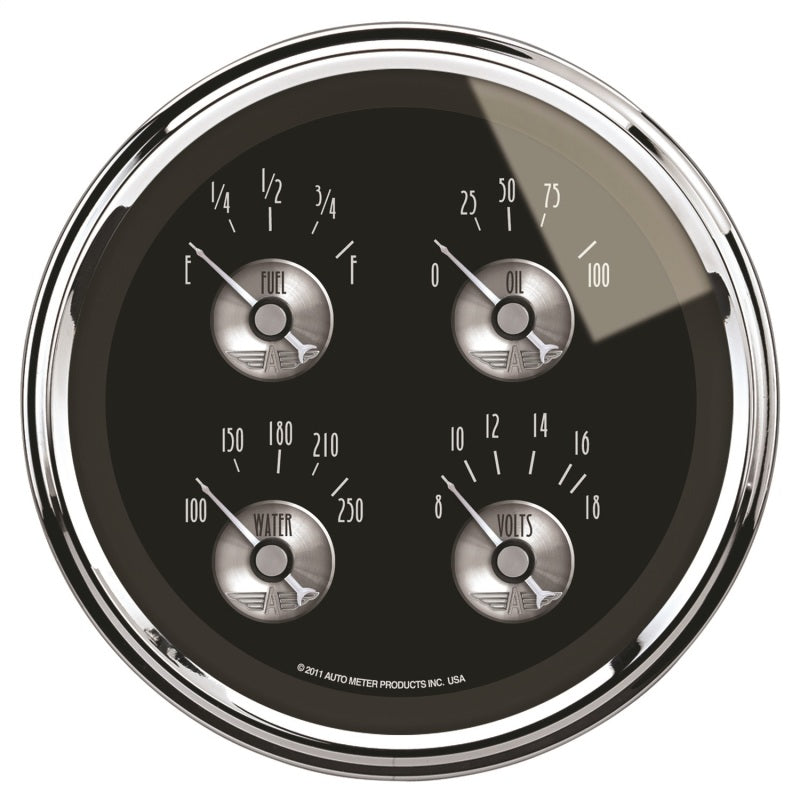 AutoMeter Gauge Quad 5in. 0 Ohm(e) to 90 Ohm(f) Elec Prestige Blk. Diamond AutoMeter ATM2012