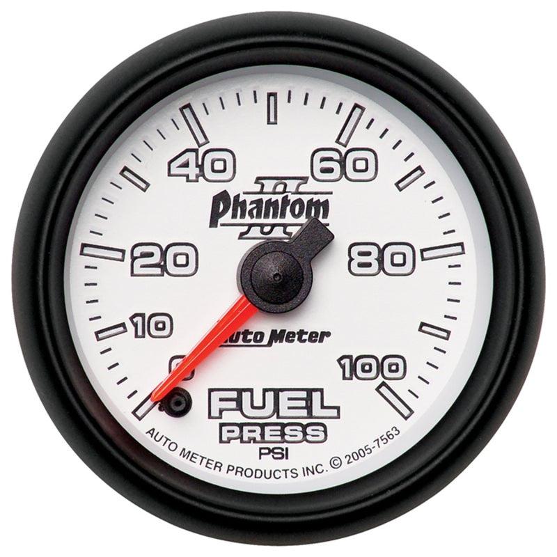 Autometer Phantom II 52.4mm Full Sweep Electronic 0-100psi Fuel Pressure Guage - Black Ops Auto Works