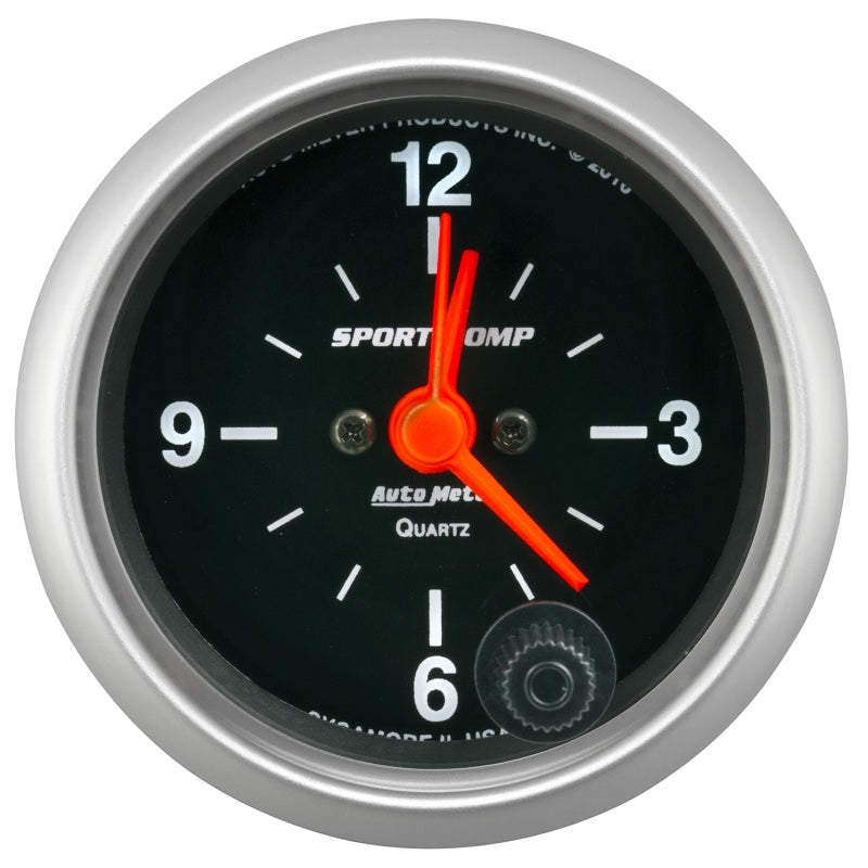 Autometer Sport-Comp 2-1/16in. 12 Hour Analog Clock Gauge - Black Ops Auto Works