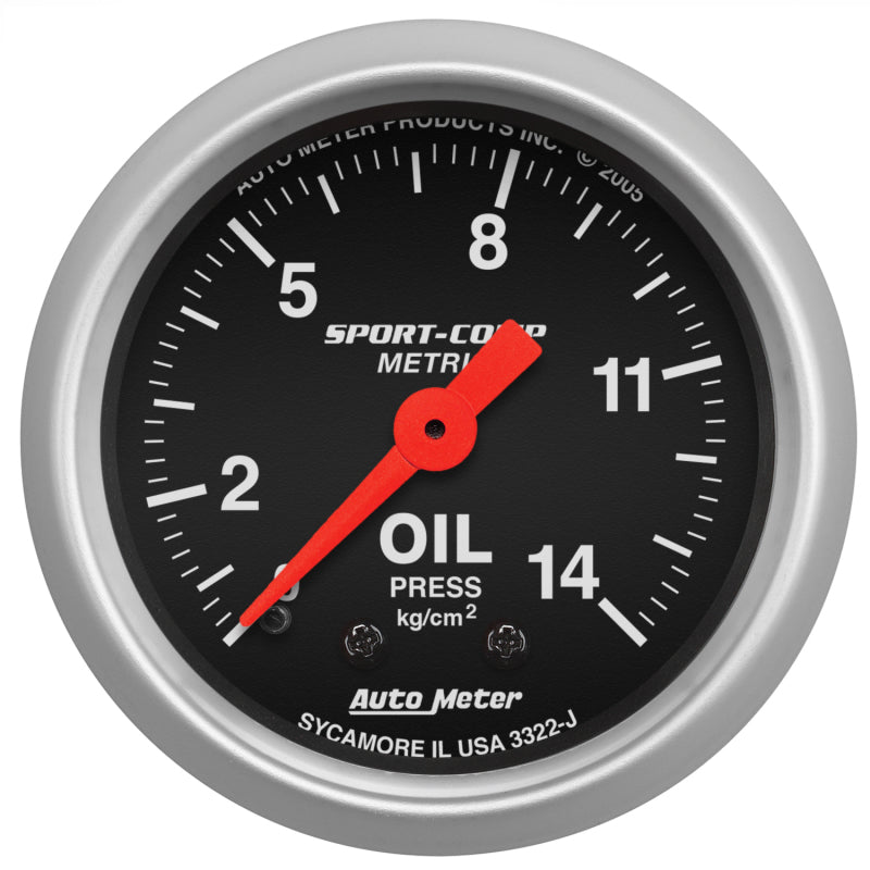 Autometer Sport Comp 52.4 mm Mechanical 0-14 Kg/ Cm2 Oil Pressure Metric Gauge - Black Ops Auto Works