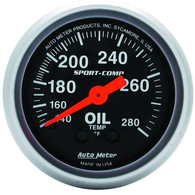 Autometer Sport-Comp 52.4mm 140-280 Deg F Mech Oil Temp Gauge - Black Ops Auto Works