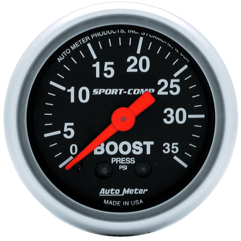 Autometer Sport-Comp 52mm 35 PSI Mechanical Boost Gauge - Black Ops Auto Works