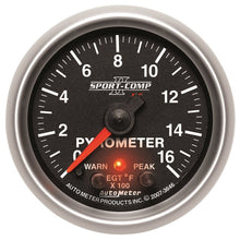 Load image into Gallery viewer, Autometer Sport-Comp II Full Sweep Electronic 0-1600 Deg F EGT/Pyrometer Peak &amp; Warn w/ Elec Control-Gauges-AutoMeter-046074036460-