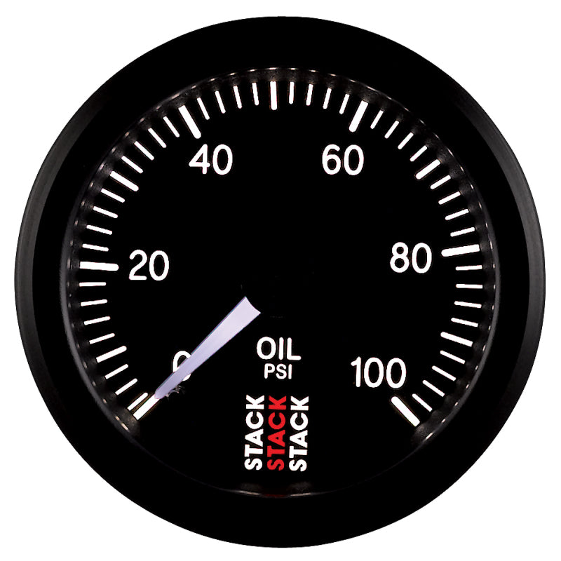 Autometer Stack 52mm 0-100 PSI 1/8in NPTF (M) Mechanical Oil Pressure Gauge - Black - Black Ops Auto Works