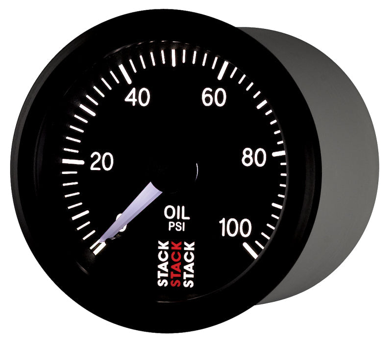 Autometer Stack 52mm 0-100 PSI 1/8in NPTF (M) Mechanical Oil Pressure Gauge - Black - Black Ops Auto Works