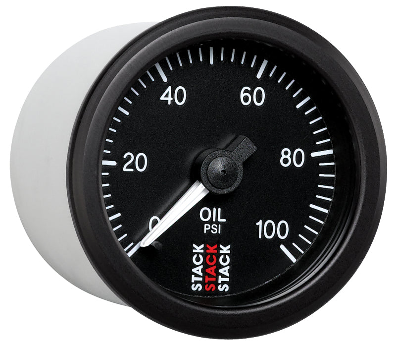 Autometer Stack 52mm 0-100 PSI 1/8in NPTF (M) Mechanical Oil Pressure Gauge - Black - Black Ops Auto Works