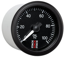 Load image into Gallery viewer, Autometer Stack 52mm 0-100 PSI 1/8in NPTF (M) Mechanical Oil Pressure Gauge - Black - Black Ops Auto Works