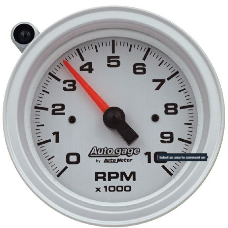 AutoMeter Tachometer Gauge 10K RPM 3 3/4in Pedestal w/Ext. Shift-Light - Silver Dial/Black Case - Black Ops Auto Works