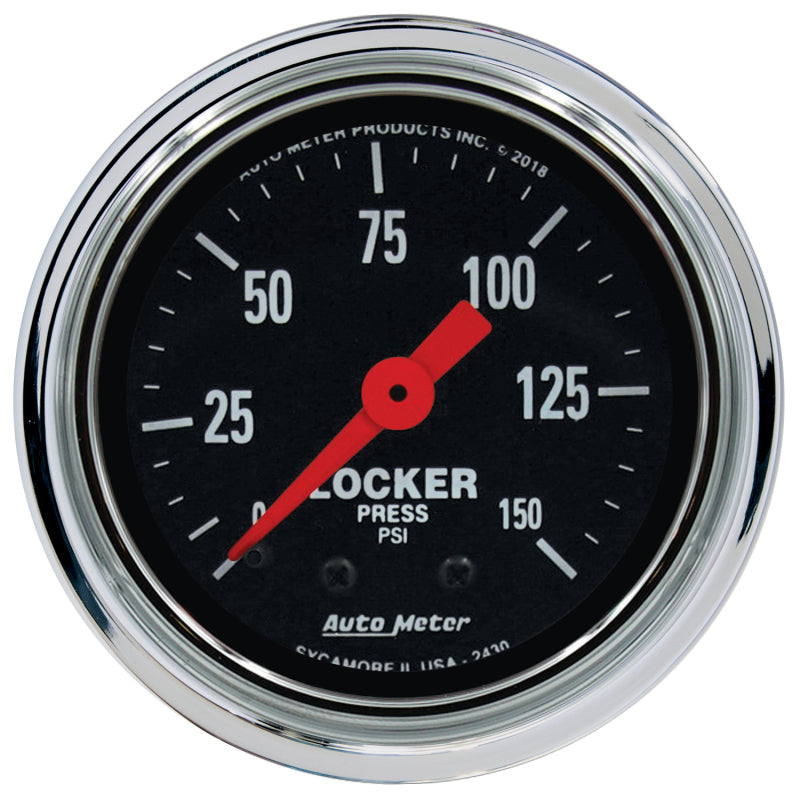 Autometer Traditional Chrome 2-1/16in 150 PSI Mechanical Air Locker Gauge AutoMeter ATM2430