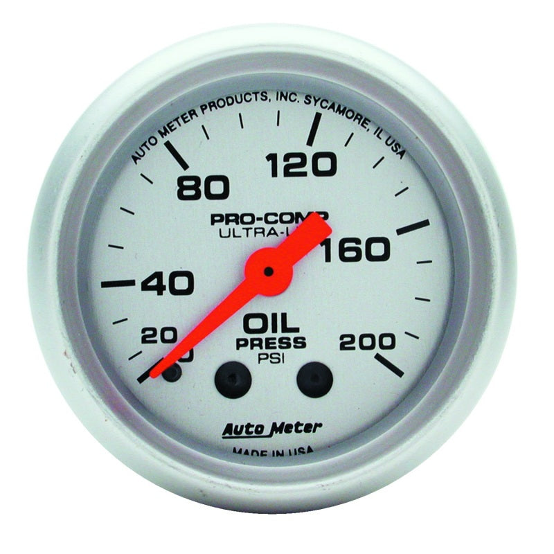 Autometer Ultra-Lite 52mm 0-200 PSI Mechanical Oil Pressure Gauge - Black Ops Auto Works