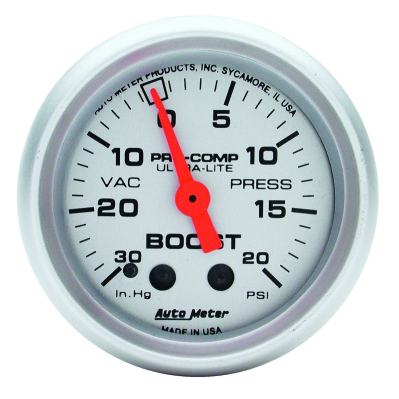 Autometer Ultra-Lite 52mm 20 PSI Mechanical Boost Gauge - Black Ops Auto Works