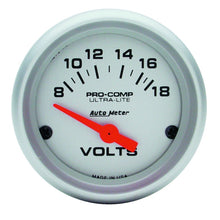 Load image into Gallery viewer, Autometer Ultra-Lite 52mm Short Sweep Electronice Voltage Gauge - Black Ops Auto Works