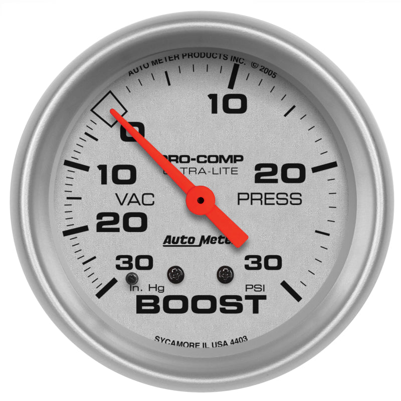 Autometer Ultra-Lite 66.7mm Short Sweep Electronic 30 IN Hg / 30 PSI Vacuum/Boost Gauge AutoMeter ATM4403