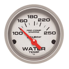 Load image into Gallery viewer, Autometer Water Temp Gauge 2 1/6in 100-200 Degree F Electric Marine Silver - Black Ops Auto Works