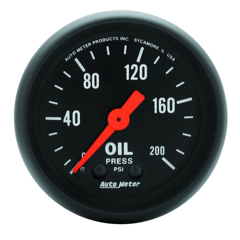 Autometer Z Series 52mm 0-200 PSI Mechanical Oil Pressure Gauge - Black Ops Auto Works