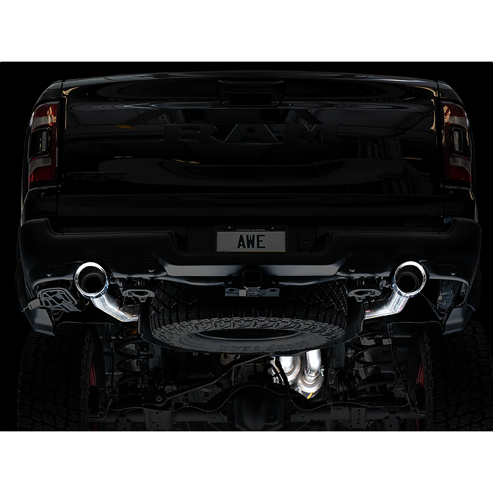 AWE 0FG Catback Exhaust for RAM TRX - Chrome Silver Tips - product view 4 - AWE part 3015-32004