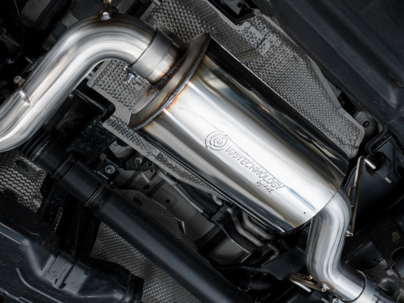 AWE 0FG Exhaust with BashGuard mounted on Toyota 4Runner for off-road clearance