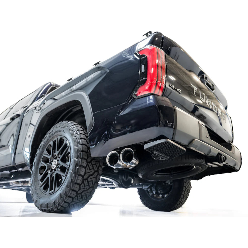 AWE 0FG Exhaust for 3rd Gen Toyota Tundra - Dual Chrome Silver Tips - product view 6 - AWE part 3015-32063