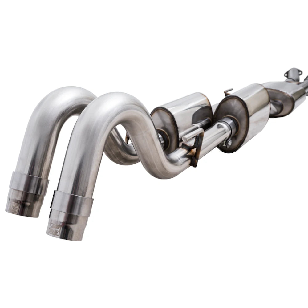 AWE 16-22 Toyota Tacoma 0FG Catback Exhaust w/ BashGuard - Dual Chrome Silver Tips - product view 5 - AWE part 3015-32826