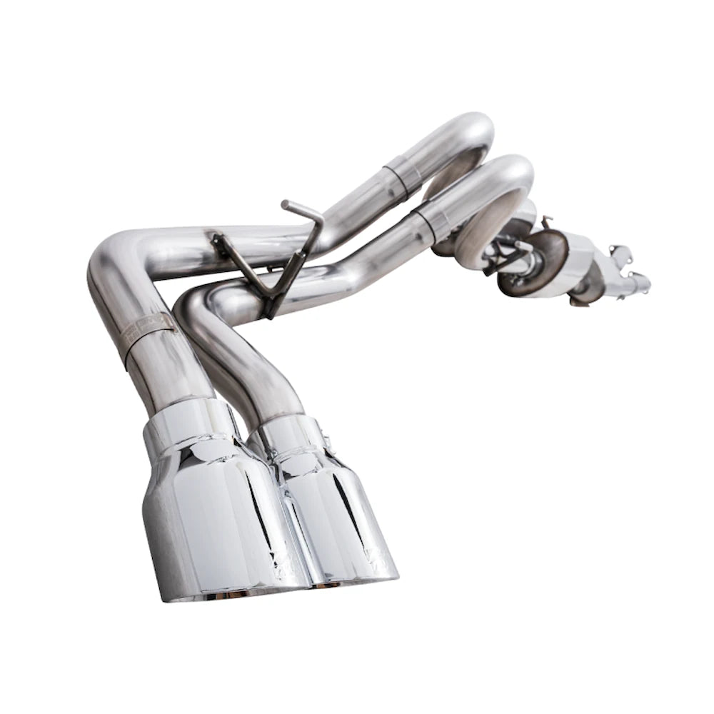 AWE 16-22 Toyota Tacoma 0FG Catback Exhaust w/ BashGuard - Dual Chrome Silver Tips - product view 9 - AWE part 3015-32826