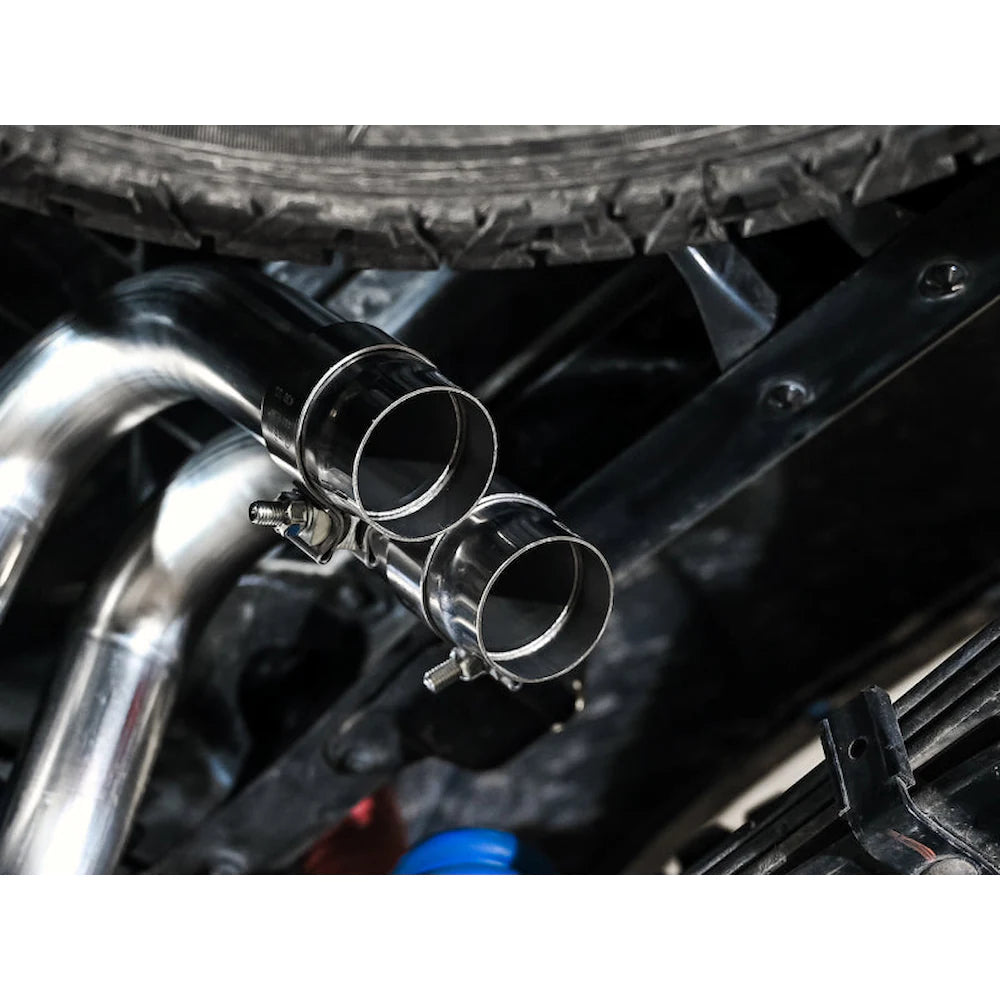 AWE 16-22 Toyota Tacoma 0FG Catback Exhaust w/ BashGuard - Dual Chrome Silver Tips - product view 12 - AWE part 3015-32826