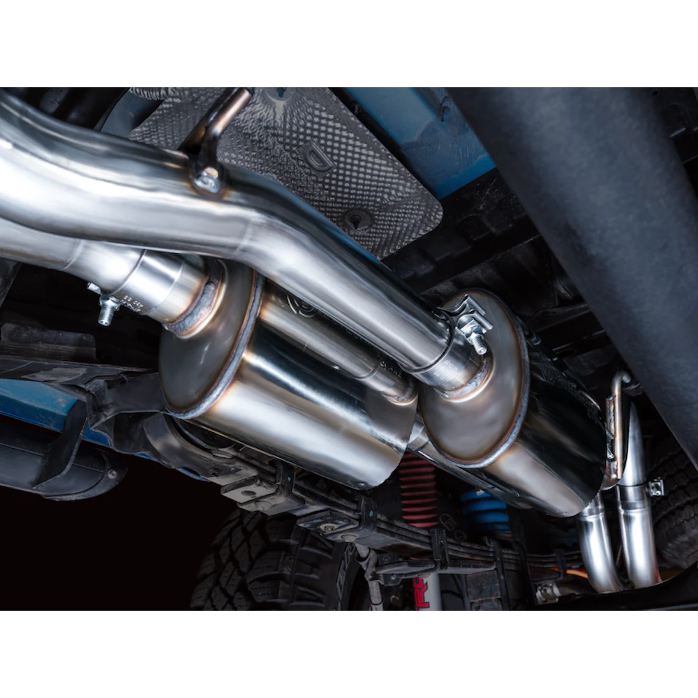 AWE 16-22 Toyota Tacoma 0FG Catback Exhaust w/ BashGuard - Dual Chrome Silver Tips - product view 17 - AWE part 3015-32826