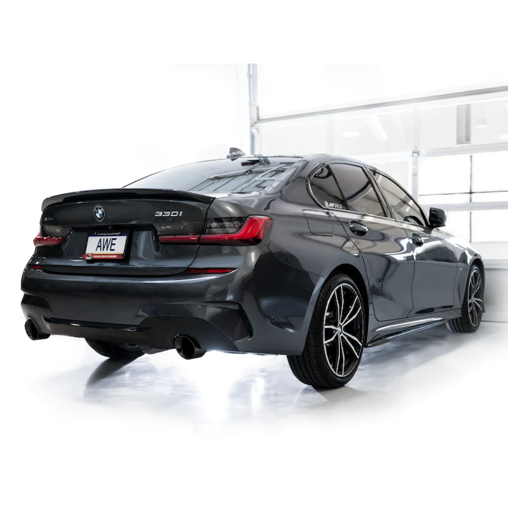 AWE 19-23 BMW 330i / 21-23 BMW 430i Base G2X Track Edition Axle Back Exhaust - Diamond - product view 4 - AWE part 3020-33429