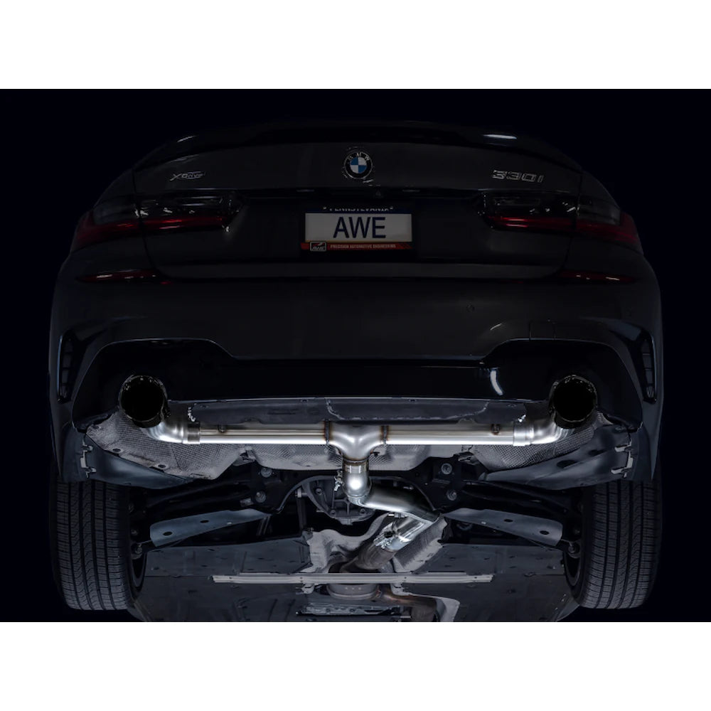 AWE 19-23 BMW 330i / 21-23 BMW 430i Base G2X Track Edition Axle Back Exhaust - Diamond - product view 7 - AWE part 3020-33429