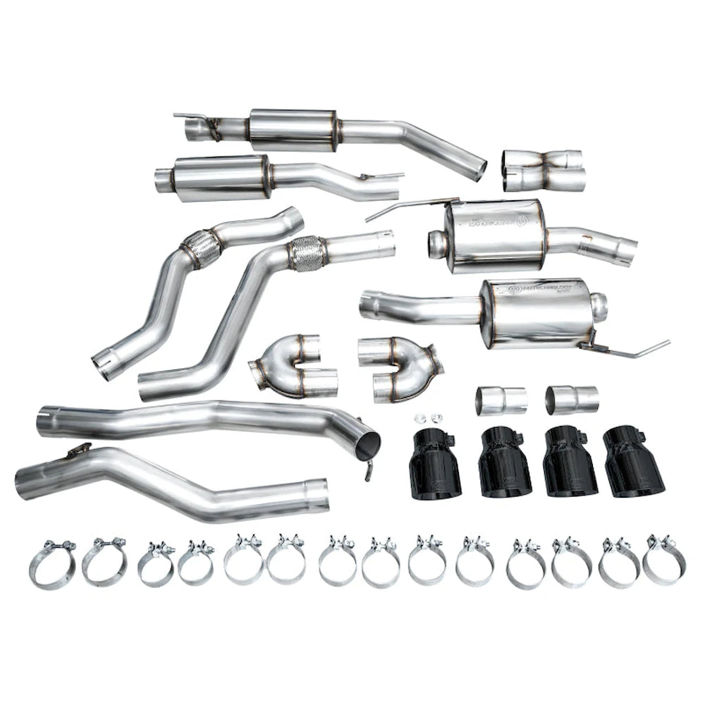 AWE Tuning 2020+ Ford Explorer ST Touring Edition Exhaust w/ Diamond Black Tips - product view 5 - AWE part 3015-43625