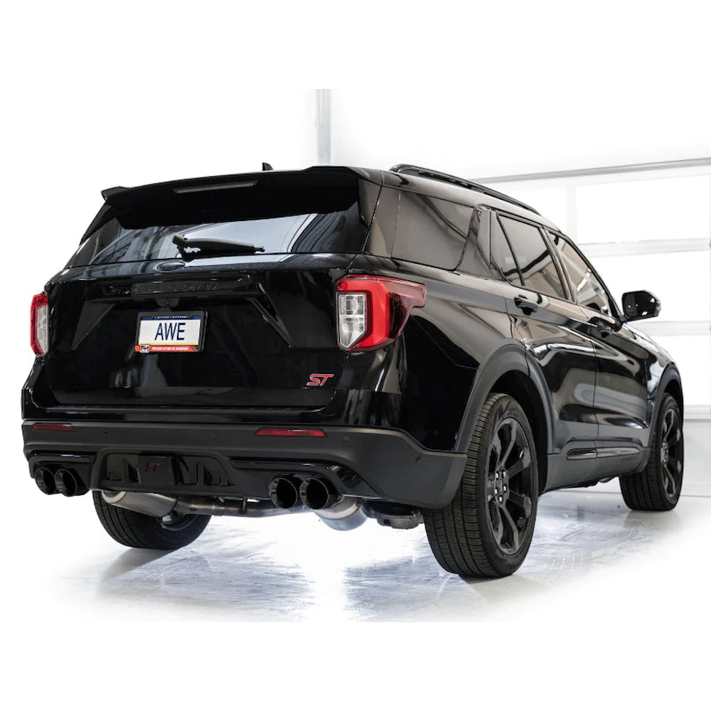 AWE Tuning 2020+ Ford Explorer ST Touring Edition Exhaust w/ Diamond Black Tips - product view 8 - AWE part 3015-43625