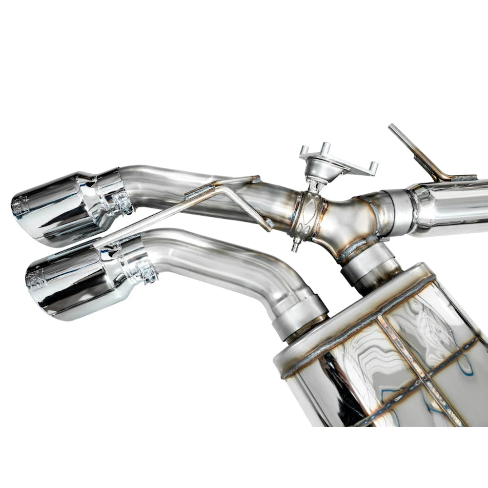 AWE Tuning 2021+ Cadillac CT4-V Blackwing SwitchPath Exhaust - Chrome Silver Tips - product view 10 - AWE part 3025-42436